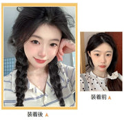 エクステ エクステンション 三つ編み 2本セット レディース 女性 婦人 付け毛 ポイントウィッグ 部分ウィッグ ヘアゴム ゴム付き ブラック ブラウン おしゃれ かわいい ヘアアレンジ ロングヘア イメチェン