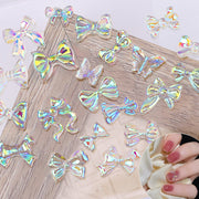 ネイルパーツ 50個セット ネイルアート セルフネイル リボン ホロネイル オーロラ ホログラム デコレーション デコパーツ DIY ネイル用品 キラキラ かわいい おしゃれ