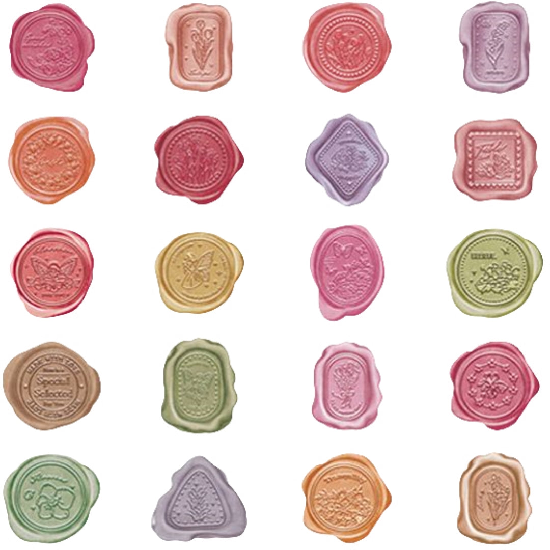 シーリングスタンプ風シール 文房具 ピンク ブルー オレンジ かわいい シンプル DIY デコレーション