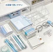 卓上収納ボックス 収納ケース 小物入れ ペン立て ペンスタンド 収納用品 文具 机上収納 5マス 大容量 整理整頓 分類 デスク 勉強机 シンプル おしゃれ 無地 クリア 黒