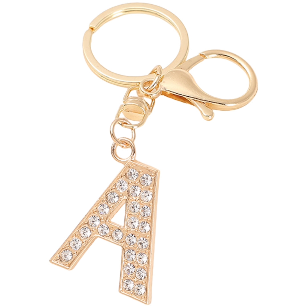 キーホルダー バッグチャーム アルファベット イニシャル キラキラ ラインストーン キーチャーム キーリング キーチェーン 英字 文字 レター おしゃれ 可愛い かわいい ギフト プレゼント 贈り物 女性用 レディース 婦人 大人女子