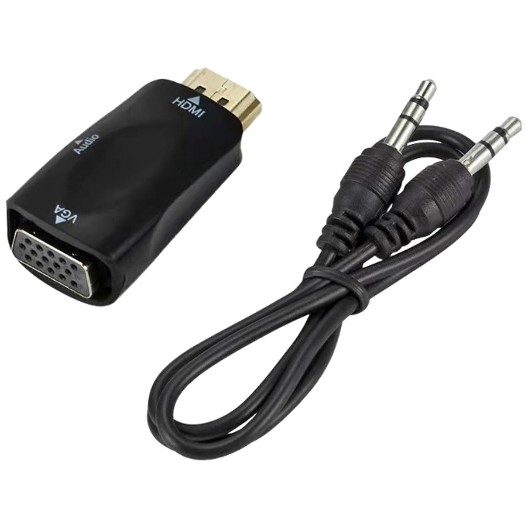 変換アダプタ HDMI to VGA 3.5mmオーディオケーブル付き 音声出力対応 HDMIオス VGAメス 小型 コンパクト PC DVD HDTV 黒 白