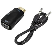 変換アダプタ HDMI to VGA 3.5mmオーディオケーブル付き 音声出力対応 HDMIオス VGAメス 小型 コンパクト PC DVD HDTV 黒 白