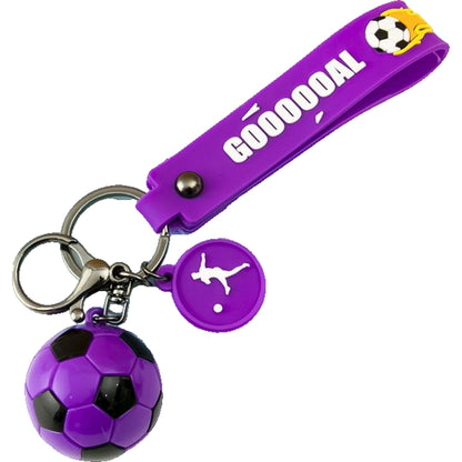 キーホルダー キーリング サッカーボール サッカー タグ付き バッグチャーム パープル バリエーション画像