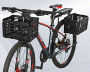 自転車用カゴ 前カゴ 買い物かご バスケット フロント リア 収納 折り畳み 着脱 後付け 引っかける 持ち手 取っ手 ハンドル プラスチック製 ブラック 黒