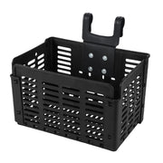 自転車用カゴ 前カゴ 買い物かご バスケット フロント リア 収納 折り畳み 着脱 後付け 引っかける 持ち手 取っ手 ハンドル プラスチック製 ブラック 黒
