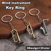 キーリング キーホルダー バッグチャーム ギター 管楽器 金管楽器 楽器 トランペット サクソフォーン サックス コルネット リアル メタル調 金属製 お洒落 可愛い 部活 学生 お揃い プレゼント ブロンズカラー