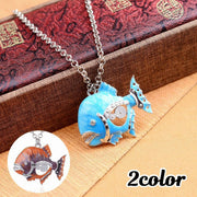 ネックレス ペンダント アクセサリー レディース 女性用 魚 サカナ フィッシュ ピラニア モチーフ 歯車 ギア スチームパンク風 おしゃれ 個性的 ユニーク プレゼント ギフト 誕生日 記念日 ファッション小物