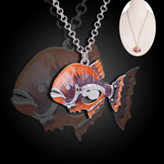 ネックレス ペンダント アクセサリー レディース 女性用 魚 サカナ フィッシュ ピラニア モチーフ 歯車 ギア スチームパンク風 おしゃれ 個性的 ユニーク プレゼント ギフト 誕生日 記念日 ファッション小物