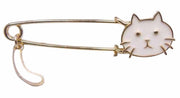 猫ブローチ キルトピン ストールピン レディース アクセサリー ファッション小物 ネコフェイス しっぽ 揺れる モノトーン 白 黒 ブラック ホワイト マフラー ストール 留め具 安全ピン ネコ ねこ カジュアル プレゼント ギフト ミニギフト 誕生日
