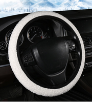 ハンドルカバー カー用品 車用 ステアリングカバー D型 O型 37 38 39cm ふわふわ もこもこ 気持ちいい 軽自動車 普通車 S M かわいい おしゃれ カーハンドル用