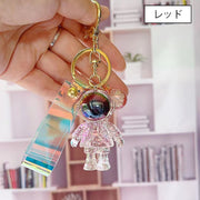 キーホルダー キーリング 宇宙飛行士 ハンドストラップ キラキラ オーロラ おしゃれ かわいい アストロ スペース 金属製 カギ 鍵 チェーン スター 星 ギフト プレゼント 贈り物 レディース メンズ 男女兼用