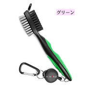 ゴルフクラブクリーナー ウェッジクリーナー フェース掃除 携帯ブラシ 清掃 メンテナンス 溝掃除 カラビナ付き コードリール 伸縮 お手入れ用品 ゴルフグッズ アイアン ウェッジ スコアライン パター ゴルフ用品