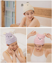 タオルキャップ ヘアキャップ ヘアタオル ドライキャップ 大人 バス用品 吸水 速乾 時短 クマ キュート かわいい カラバリ豊富