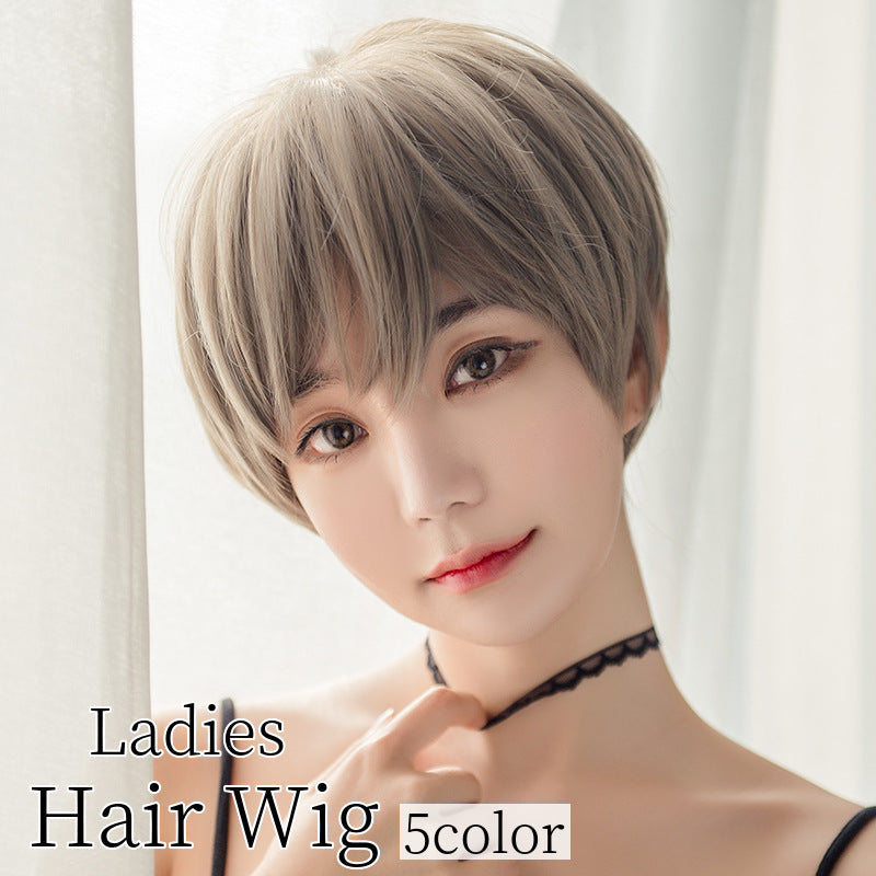 フルウィッグ レディース 全頭かつら ヘアウィッグ ショートヘア ストレート ブラウン ブラック グレー シルバー 仮装 コスプレ イメチェン