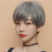 フルウィッグ レディース 全頭かつら ヘアウィッグ ショートヘア ストレート ブラウン ブラック グレー シルバー 仮装 コスプレ イメチェン
