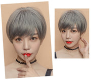 フルウィッグ レディース 全頭かつら ヘアウィッグ ショートヘア ストレート ブラウン ブラック グレー シルバー 仮装 コスプレ イメチェン