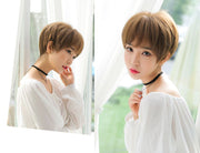 フルウィッグ レディース 全頭かつら ヘアウィッグ ショートヘア ストレート ブラウン ブラック グレー シルバー 仮装 コスプレ イメチェン