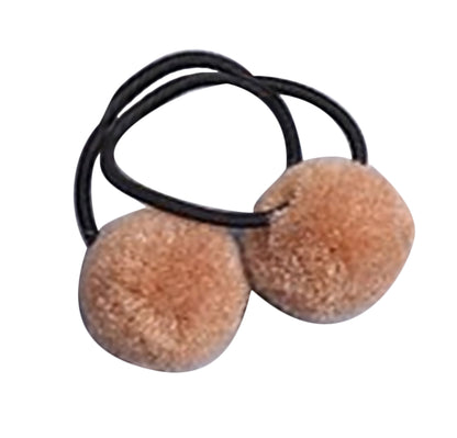 ヘアゴム 髪ゴム 2本セット ポンポン ヘアアクセサリー 髪留め ライトブラウン バリエーション画像
