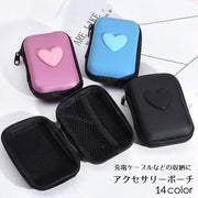 アクセサリーポーチ 充電器入れ 小物入れ 充電コード収納 イヤホンケース マルチケース スマホ用品 USB入れ SDカード ハート 小銭入れ かわいい