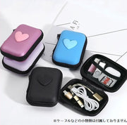 アクセサリーポーチ 充電器入れ 小物入れ 充電コード収納 イヤホンケース マルチケース スマホ用品 USB入れ SDカード ハート 小銭入れ かわいい