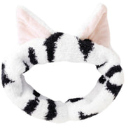 ヘアバンド ヘアターバン レディース キッズ 子供用 女性用 猫耳 ねこ ネコ ふわふわ もこもこ 洗顔 コスプレ メイク かわいい キャット 旅行 仮装 リラックス しましま ブラック ホワイト ブラウン グレー 黒 白