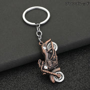 キーホルダー キーリング ユニセックス 男女兼用 メンズ 男性 レディース 女性 お揃い ペアルック ファッション雑貨 二重リング バイク 乗り物 金属製 シルバーカラー ブラック シンプル クール かっこいい おしゃれ