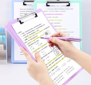 クリップボード クリップファイル 文房具 A4 タテ型 縦型 収納付き 白 透明 クリア ピンク シンプル 書類 プリント 紙 ペン 小物 収納 勉強 学校 オフィス ビジネス