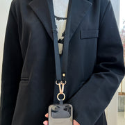 ネックストラップ スマホストラップ 首掛け 落下防止 紛失防止 紐 平型 簡単装着 挟むだけ 長さ調節可能 シンプル 無地 単色 カラバリ豊富 スマホアクセサリー