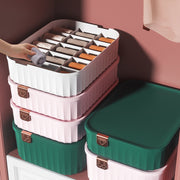 衣類収納ボックス 3点セット 下着収納ケース 仕切りボックス 10マス 15マス 仕切りなし 蓋付き パンツ インナー 靴下 ブラジャー 整理 小物収納 タンス チェスト クローゼット 引き出し 3段ボックス スタッキング 日用品 生活雑貨