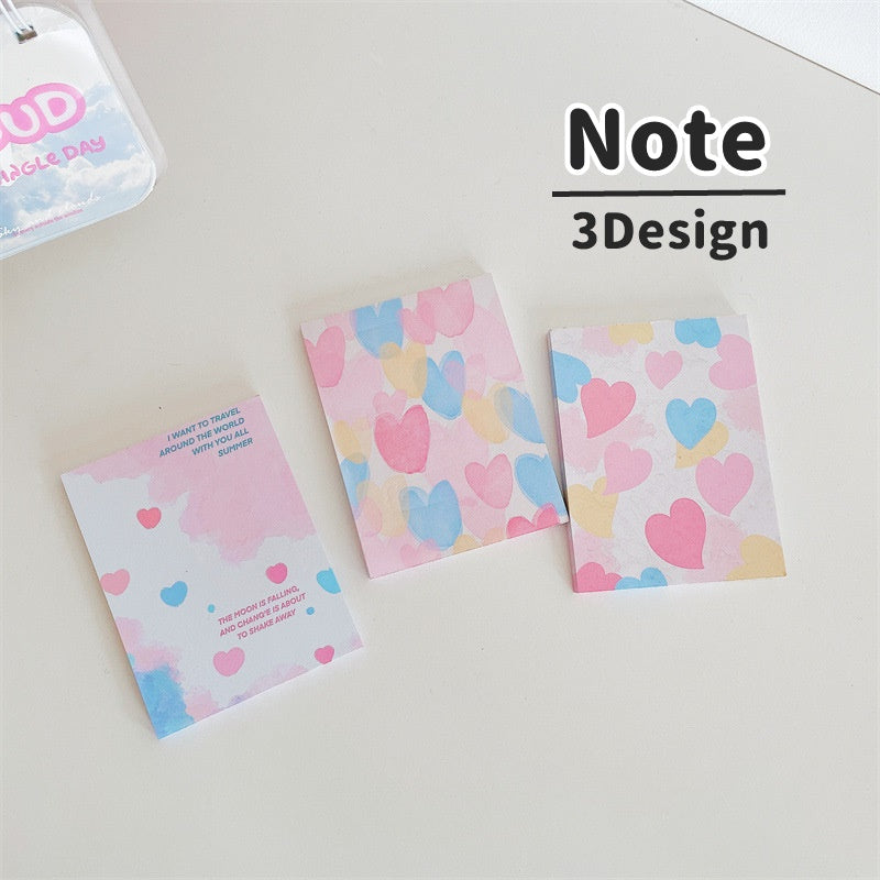 ノート メモ帳 手帳 約50枚 ミニサイズ 日用品 文房具 女性 女子 女の子 ハート かわいい キュート 持ち運び コンパクト 日記 記録 勉強 学習