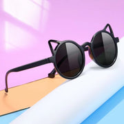 KIDSサングラス キッズ こども用 女の子 男の子 サングラス アイウエア ねこ耳付き ラウンドフレーム 丸型 ねこ型 カラーレンズ ファッション小物