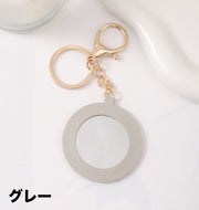 キーホルダー キーリング フック付き ミラー 鏡 コンパクト 小さめ 小さい 便利 シンプル おしゃれ プレゼント 贈り物 ギフト レディース