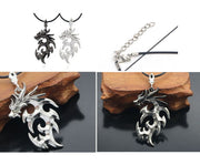シルバー風ネックレス シルバー風アクセサリー ドラゴン 龍 竜 ネックレス アクセサリー 合金 メッキ 男性 メンズ 男っぽい 日常 カジュアル お出掛け かっこいい 男気 ゴツゴツ