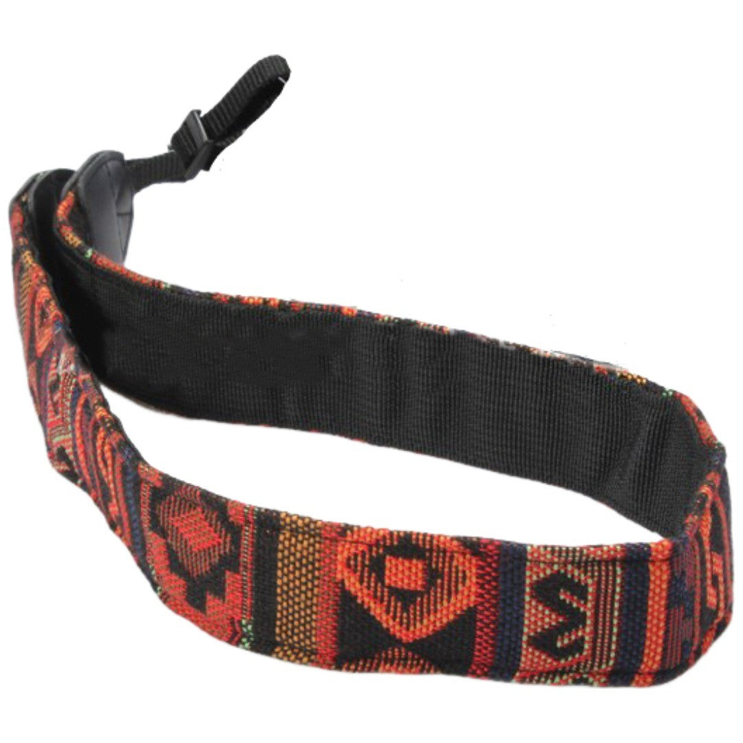 カメラストラップ ショルダーストラップ 民族風 ネックストラップ 斜め掛け 一眼レフ ミラーレス デジカメ 首かけ 紛失防止 落下防止 カラフル カジュアル 総柄 模様 モノクロ 橙 赤 茶 青 緑