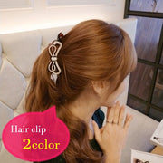 バナナクリップ ヘアクリップ 髪留め レディース 女性 ヘアアクセサリー ファッション雑貨 小物 リボン ラインストーン ブラック シンプル カジュアル キュート かわいい おしゃれ