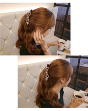 バナナクリップ ヘアクリップ 髪留め レディース 女性 ヘアアクセサリー ファッション雑貨 小物 リボン ラインストーン ブラック シンプル カジュアル キュート かわいい おしゃれ