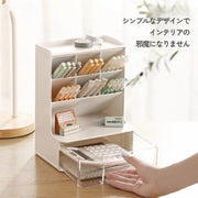 ペン立て ペンスタンド ペンホルダー 小物入れ 卓上収納 仕切り メイクボックス オーガナイザー 大容量 多機能 メイクブラシ 文房具 コスメボックス 引き出し付き シンプル 北欧