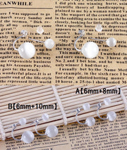 ピアス キャッツアイ風 ストーン ホワイト 球 2個 シルバーカラー レディース アクセサリー おしゃれ かわいい シンプル