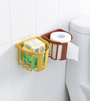 トイレットペーパーホルダー ペーパーボックス ティッシュケース 壁掛け 粘着テープ 小物入れ 収納 トイレ用品 洗面所 予備 シンプル 省スペース