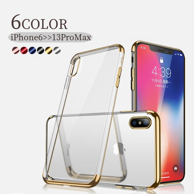 iPhoneケース iPhoneカバー スマートフォンケース スマホケース ソフトカバー クリア 透明 メッキ 無地 背面保護 TPU シンプル おしゃれ スタイリッシュ 携帯アクセサリー