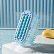 多機能洗濯ブラシ 洗濯用品 ローラー付き 水切り付き 石けんケース 石けん収納ボックス 便利 簡単 エコ おしゃれ シンプル 無地 青 ブルー