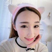 ヘアバンド ヘッドバンド レディース 女性用 耳付き 髪留め 洗顔 洗面 メイク 化粧 スキンケア 可愛い 柔らかい ふわふわ もこもこ リラックスタイム お風呂 バス用品 大人用 白 ピンク