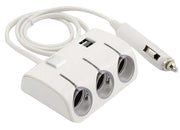 シガーソケット 3連 2USB USB 分配器 増設 車 自動車 スマホ スマートフォン 充電 ドライブレコーダー ドラレコ ライト 12V 24V 対応 ブラック ホワイト