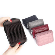 カードケース 18枚入れ RFID レディース メンズ ミニ財布 カード入れ お札入れ 小銭入れ 本革 型押し アコーディオン型 ファスナー 通勤 通学 かわいい おしゃれ 女性用 男性用 ユニセックス ギフト プレゼント 贈り物 黒 紫 青 ピンク グレー 赤