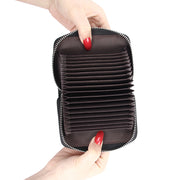 カードケース 18枚入れ RFID レディース メンズ ミニ財布 カード入れ お札入れ 小銭入れ 本革 型押し アコーディオン型 ファスナー 通勤 通学 かわいい おしゃれ 女性用 男性用 ユニセックス ギフト プレゼント 贈り物 黒 紫 青 ピンク グレー 赤