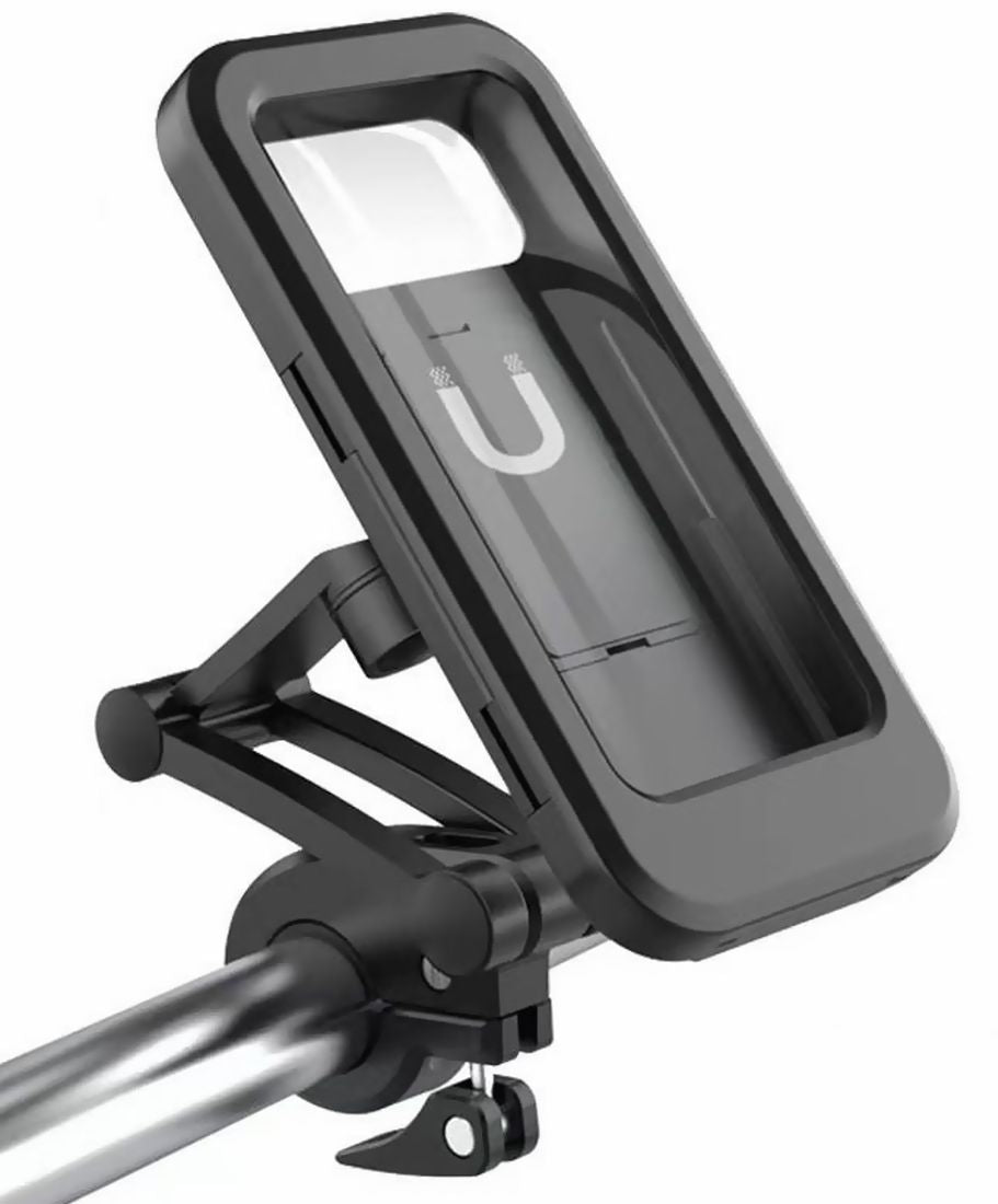 バイク用スマホホルダー 自転車用スマホホルダー 防水 バイク用品 自転車用品 スマートフォン ナビ 外出 防塵 防汚 シンプル カッコイイ おしゃれ 簡単 便利 黒