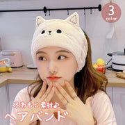 ヘアバンド 洗顔 レディース ヘッドバンド ヘアーバンド ターバン ねこ 猫 にゃんこ 幅広 ワイド もこもこ ふんわり メイク お風呂上り おしゃれ かわいい