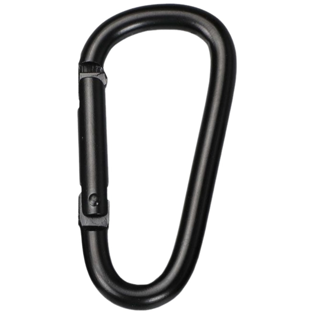カラビナフック D型 単品 キーフック キーリング キーホルダー 金属製 アウトドア キャンプ 登山 ブラック 黒