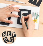 ステンシルシート テンプレート 42枚セット ステンシルプレート 型紙 英数字 英語 数字 アルファベット ロゴ 記号 DIY 画材 大判サイズ おしゃれ かわいい かっこいい アーミー風 家具 オリジナル 作品 インテリア 自作